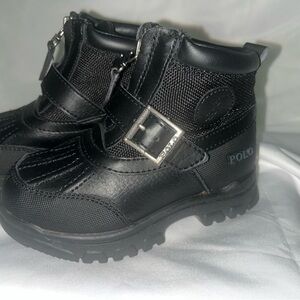 Polo by Ralph Lauren Black Leather Kids Boots with Buckle 7.5k. Great Condition!